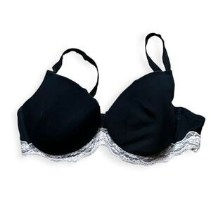 Gilligan & O'malley Women's Black Contrast Lace Trim Push-up Bra Size 40C